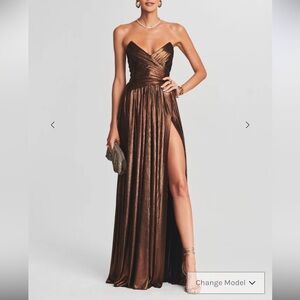 RETROFETE Waldorf Dress - Metallic Bronze Gown